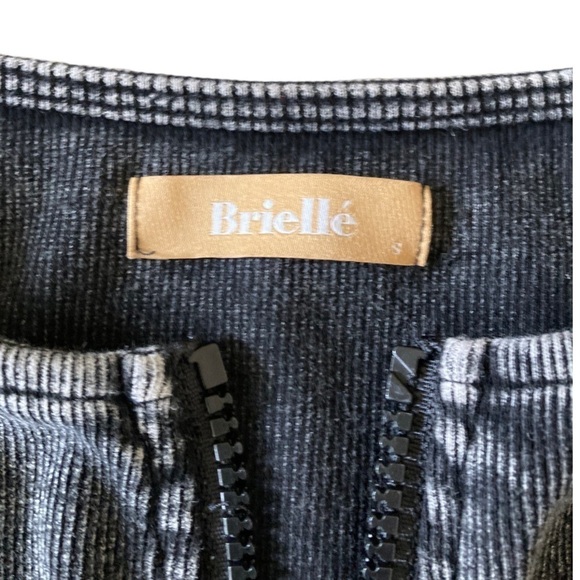 Briellé Ribbed Double Zip Round neck Corset Top Long Sleeves in Grey - Picture 9 of 11